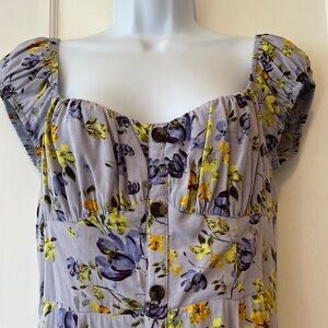 ASTR Bonjour Midi Dress Long Women’s Medium Floral Flaws Milkmaid Cottagecore